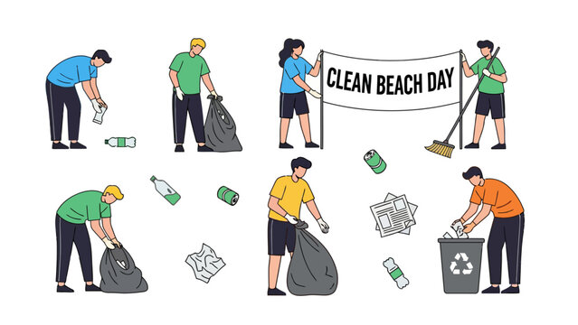 People Cleaning Beach Together.