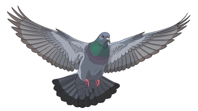 Pigeon in Flight Position.