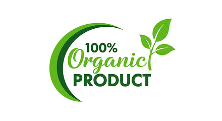 Fototapeta premium A vibrant green organic product label with leaves ideal for branding on transparent background
