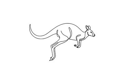 Fototapeta premium Minimal continuous line art jumping kangaroo wildlife vector illustration