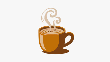 Obraz premium Steaming hot coffee cup with swirling steam on a plain background symbolizing morning routine and warmth