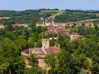 Obraz premium Castle in France (Château de Morlanne) Aerial Photo