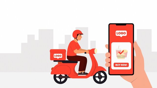 Food Delivery Fast Scooter Drive Order App Promo Intro