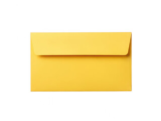 Single yellow envelope on white background isolated on white background
