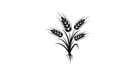 A black silhouette of wheat stalks and leaves against a white background © Rabbi