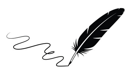 A black feather and swirling ink elegantly displayed as a silhouette © Rabbi