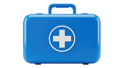 Obraz premium Blue first aid kit with white cross