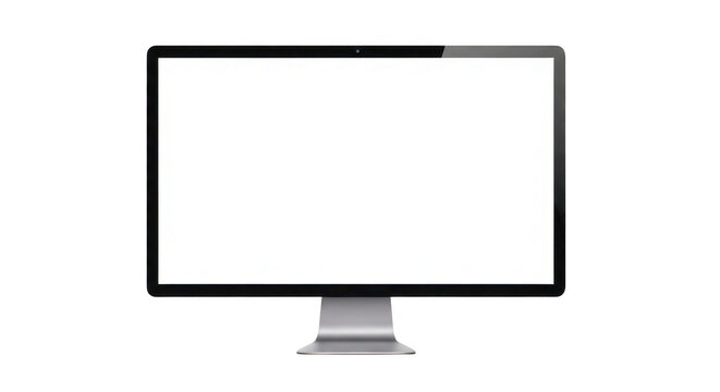 A computer monitor with a blank screen isolated on transparent background