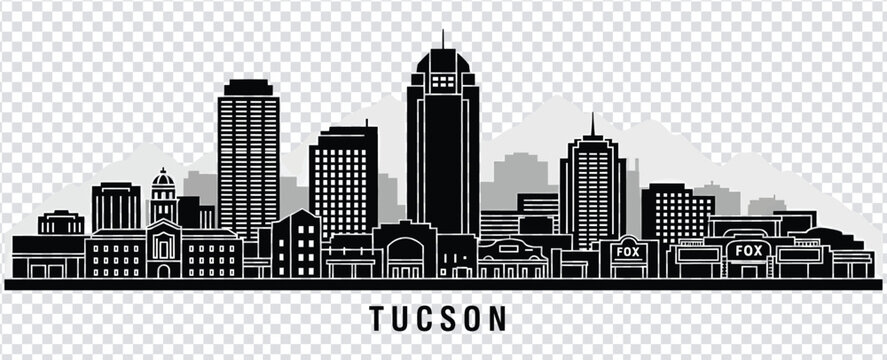 Vector illustration tucson arizona city skyline silhouette vector illustration