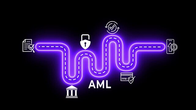 Anti money laundering financial bank concept. Money laundering management, financial crime and regulatory adherence. Motion graphics of AML idea on the transparent background.