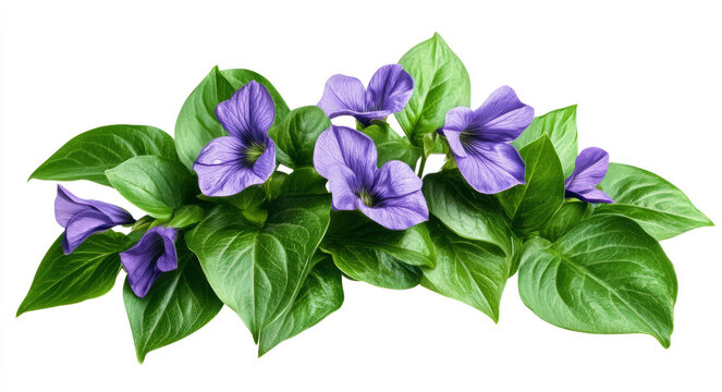 vrpellarum  clipart, purple flowers and green leaves of vdonga isolated on transparent background, 