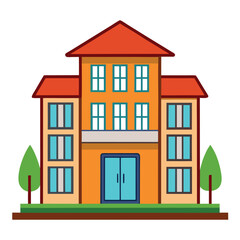 Residential Building Line Icon Vector