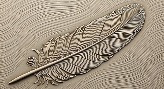 A Detailed Close-Up View of a Single Feather with Intricate Details and Texture