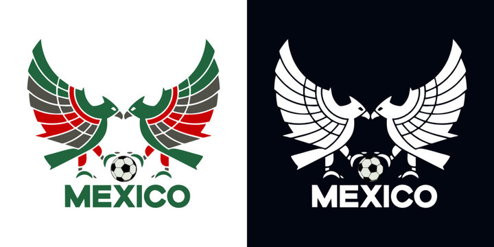 Mexican soccer eagle logo with dynamic wings and ball