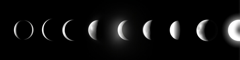 Obraz premium vector design of white crescent moon shapes on a black and white background,