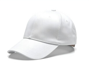 Fototapeta premium Blank white baseball cap on a white background