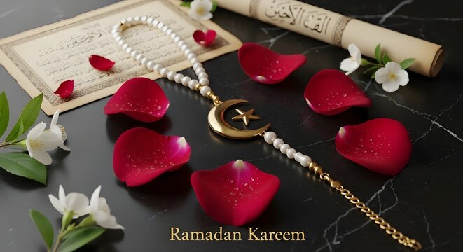 Calligrapher Writing "Ramadan Kareem" in Thuluth Script with Reed Pen