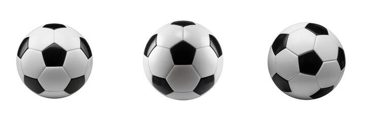 Naklejka premium PNG Set for Three soccer balls side by side isolated on transparent background