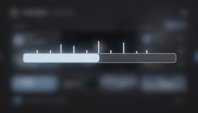 Medium shot of a digital timeline highlighting midroll ad insertion points on a VOD streaming interface with blurred background controls and playback elements.