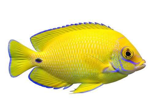Vibrant yellowtail damselfish swimming gracefully in clear water