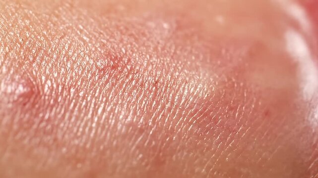 Skin showing red bumps and rash in macro view detail