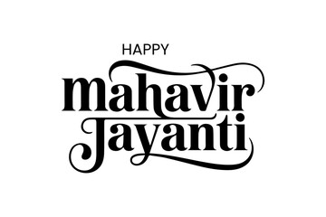 Obraz premium Happy Mahavir Jayanti Elegant Jain Festival Typography Design