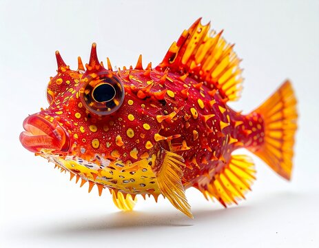 Red boxfish on white background