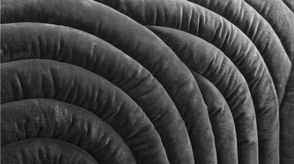 Fototapeta premium Repeating curved lines create a deep texture on a dark upholstered surface