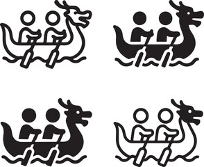 Obraz premium Isolated Dragon Boat Race Event Icon Design, Dragon Boat Race Event icon, Dragon Boat Race Event vector, traditional festival sport concept, cultural celebration event