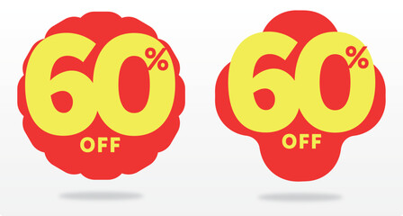 60% off, special, offer, sticker, tag, poster, percent, commerce, business, discount, price. Value, ads, sale, store, retail, set, icon, vector