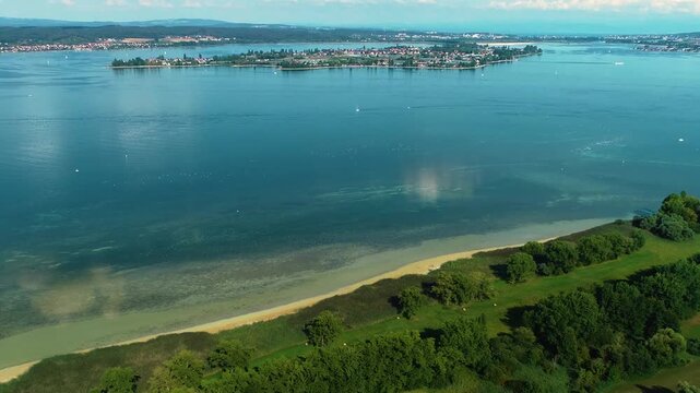 aerial view beside the Bodensee or lake constance on a sunny summer day on the west side of the lake 