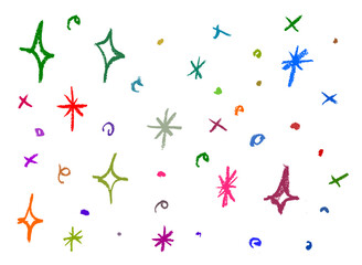 Colorful Stars Background Crayon Chalk Drawing Vector © Grunge Designs