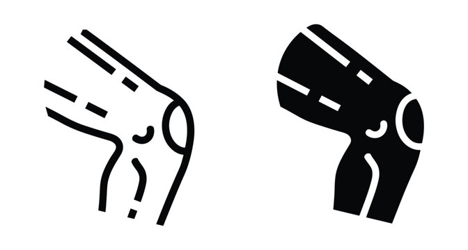 Human knee joint icon set representing orthopedic health medical anatomy surgery patella leg bone pain relief treatment rehabilitation physical therapy