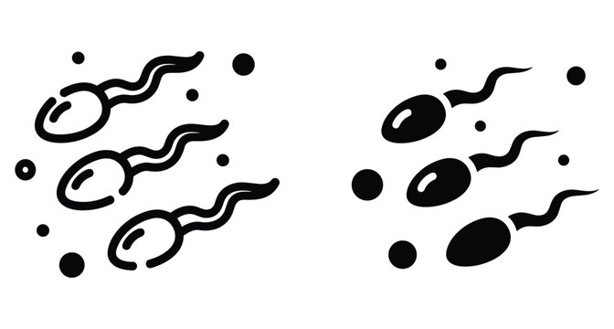 Sperm cell icon set representing human reproduction fertility biology health medical science male anatomy semen swimming cells fertilization pregnancy concept