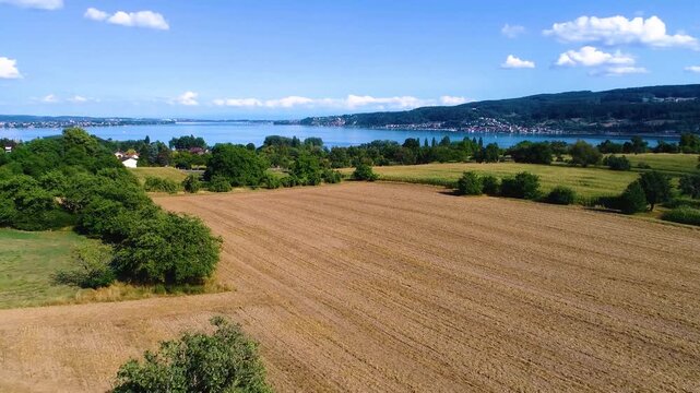 aerial view beside the Bodensee or lake constance on a sunny summer day on the west side of the lake 