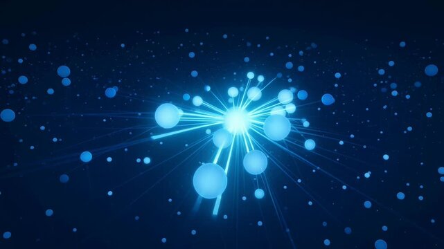 Abstract blue network with glowing nodes and connections suggesting data flow