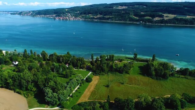 aerial view beside the Bodensee or lake constance on a sunny summer day on the west side of the lake 