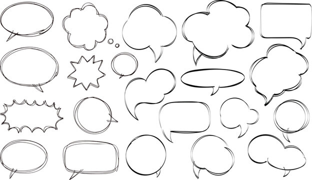 Adobe Illustrator Artwork. A collection of vector hand-drawn clouds for text