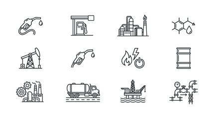 Fototapeta premium An infographic illustration of various oil and gas industry related icons and symbols