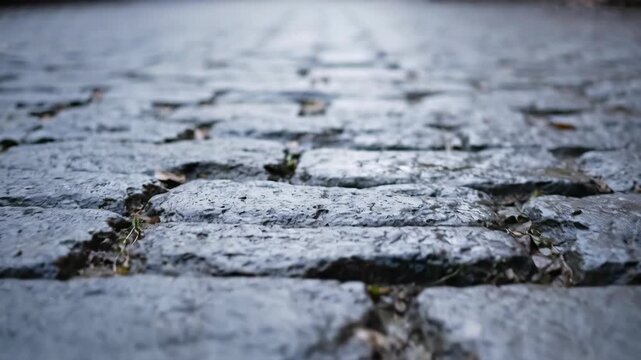 Close-up view of a cobblestone path with texture and details.