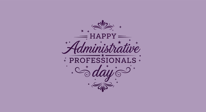 Administrative professionals day greeting card with purple decorative elements