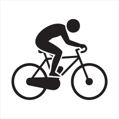 Obraz premium Cyclist silhouette in professional racing posture on road bike isolated on white background vector