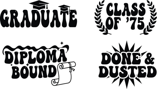 Graduation celebration clip art graduate class of '75 diploma bound done dusted