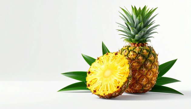 Fresh pineapple sliced open