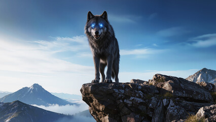 Fototapeta premium Mystical Wolf on Cliff