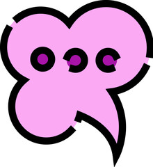 Obraz premium Pink talking bubble icon featuring three dots, symbolizing ongoing conversation, typing, or thinking in digital and social media communication platforms