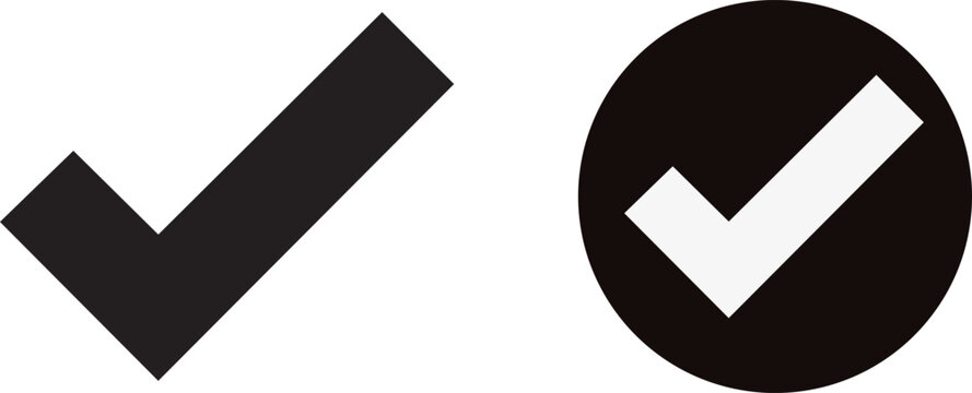 Check mark symbols black checkmark and white checkmark in circle for confirmation and approval