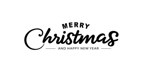 Minimalist Merry Christmas and Happy New Year typography logo with elegant black script lettering © AFRAN STUDIO