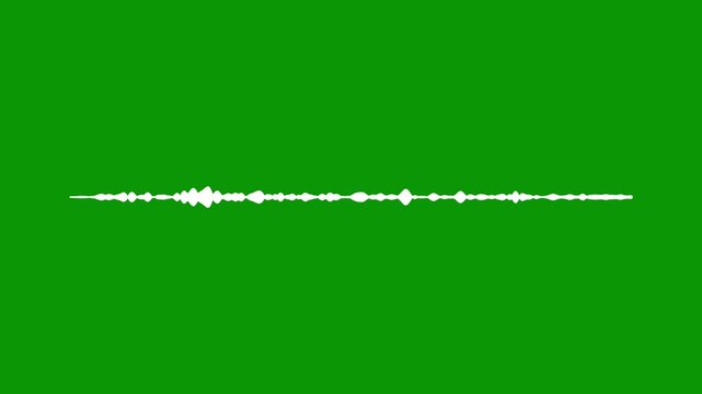 Minimalist white line audio wave visualization, circular sound spectrum animation on green background, music beat frequency display, voice recording effect, high quality 4k motion graphics