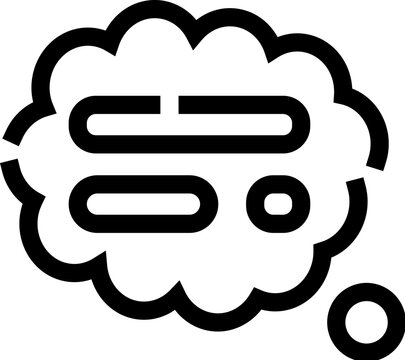 Thought bubble icon symbolizing mental processes, ideas, and thinking, with abstract lines and circles inside representing text or different thoughts, conveying concepts of brainstorming and message
